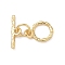 Brass Toggle Clasp, Ring, Rack Plating, Long-Lasting Plated, Lead Free & Cadmium Free, Real 18K Gold Plated, Ring: 10x8x1.5mm, Hole: 1.2mm, Bar: 4x12.5x1.5mm, Hole: 1.2mm