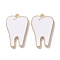 Alloy Enamel Pendants, Golden, Teeth, 21x13.5x1.5mm, Hole: 1.2mm