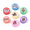 Printed Handmade Polymer Clay Beads, Flat Round, Colorful, 9~10x4~5mm, Hole: 1.8~2mm