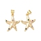 Brass Micro Pave Colorful Cubic Zirconia Enamel Pendants, Starfish, Cadmium Free & Lead Free, Long-Lasting Plated, Rack Plating, Real 18K Gold Plated, 21x17.5x3.5mm, Hole: 4x3.5mm