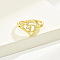 Brass Alphabet Adjustable Rings for Women, with Heart, Letter D, 17mm, US Size 6 1/4(16.7mm)
