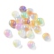Two Tone Transparent Resin Beads, Imitation Cat Eye Beads, Rondelle, with Glitter Powder, Mixed Color, 10x6mm, Hole: 1.5mm