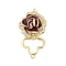 Brass Fold Over Clasps, with Enamel, Flower, Real 18K Gold Plated, 32x17x16.5mm