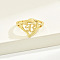 Brass Alphabet Adjustable Rings for Women, with Heart, Letter B, 17mm, US Size 6 1/4(16.7mm)