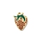 Brass Micro Pave Cubic Zirconia Pendants, Strawberry, with Enamel, Light Gold, Chocolate, 16.5x12.5x3.5mm, Hole: 1.7mm