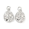 Brass Pendants, Oval, Rack Plating, Long-Lasting Plated, Cadmium Free & Lead Free, with Jump Ring, Platinum, 22x14x8.5mm, Hole: 4mm
