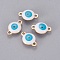 Ion Plating(IP) 304 Stainless Steel Enamel Links connectors, Flat Round with Evil Eye, Golden, White, 12x8x4mm, Hole: 1.4mm