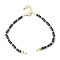 Faceted Rondelle Cubic Zirconia Beaded Bracelet Making, Black, with Brass Lobster Claw Clasps and Extender Chains, Rack Plating, Long-Lasting Plated, Cadmium Free & Lead Free, Real 18K Gold Plated, 6-7/8 inch(17.5cm), Hole: 2.5x2mm