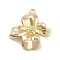 Brass Pave Clear Cubic Zirconia Pendants, Flower, Long-Lasting Plated, Real 14K Gold Plated, 19.5x18.5x4mm, Hole: 1.2mm