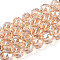 Electroplate Transparent Glass Round Beads Strands, Faceted, PeachPuff, 7.5~8.5x7~7.5mm, Hole: 1.2~1.6mm, about 25~26pcs/strand, 6.89~7.48''(17.5~19cm)
