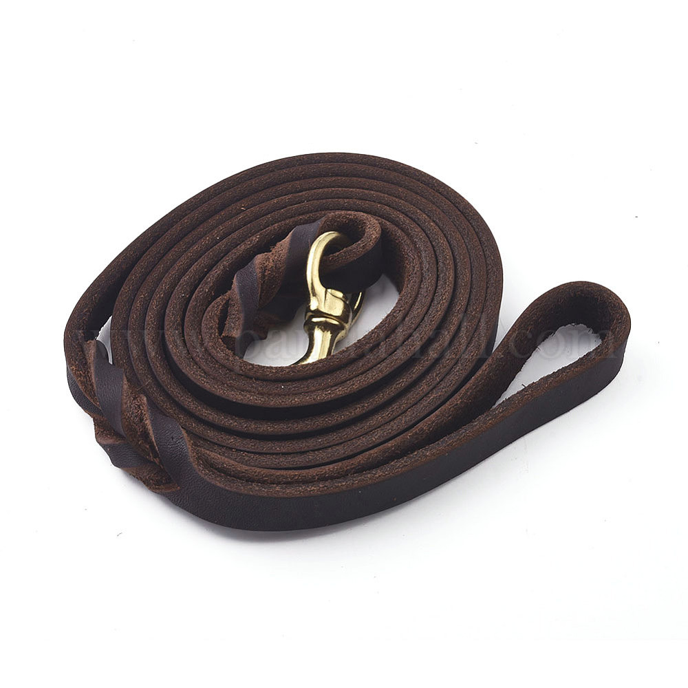 Wholesale Cowhide Leather Dog Leash with Brass Clasps