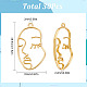 Sunnyclue 1 scatola fascini del volto umano lunetta aperta sul retro fascini del viso astratto spazi dorati telaio in resina cava fascino a doppia faccia profilo delle donne fascini della testa per la creazione di gioielli fascino orecchini fai da te forniture FIND-SC0004-29-2