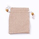黄麻布製梱包袋ポーチ  巾着袋  木製のビーズで  ビスク  14.6~14.8x10.2~10.3cm ABAG-L006-B-01-2