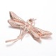 Dragonfly Brass Micro Pave Cubic Zirconia Brooch Findings KK-E671-32RG-2