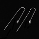 ロジウムメッキ 925 スターリングシルバー スレッダー イヤリング  片穴パーツ用  プラチナ  64x9.5mm  ピン：0.7mm STER-N0001-027-3