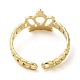 304 anillo abierto de acero inoxidable con corona hueca para mujer. RJEW-I098-21G-3