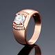 Real Rose Gold Plated Brass Cubic Zirconia Wide Band Rings For Men RJEW-BB06310-10RG-3