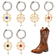 NBEADS 6 Pcs Flat Round with Star Shoe Charms PALLOY-AB00015-1