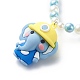 Cartoon Animal Plastic Pendant Necklace with Acrylic Pearl Beaded Chains for Kids NJEW-JN03960-5