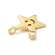 Star with Smiling Face Brass Micro Pave Clear Cubic Zirconia Pendants KK-G425-09G-3