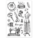 GLOBLELAND Vintage Sewing Clear Stamps Retro Sewing Tools Skirts Handkerchief Silicone Clear Stamp Seals for Cards Making DIY Scrapbooking Photo Journal Album Decoration DIY-WH0167-56-1108-8