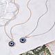 Anattasoul 2 Stück 2 Farben blauer böser Blick aus Kunststoff mit Kristall-Strass-Anhänger-Halsketten-Set NJEW-AN0001-25-7