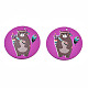 スプレープリントアイアン製ペンダント  ラバー加工スタイル  3dプリント  クマ柄  フラットラウンド  暗紫色  25.5x0.8mm  穴：1.2mm IFIN-T016-46-2