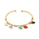 Colorful Enamel Charms Cuff Bangle with Clear Cubic Zirconia BJEW-E073-09G-01-1