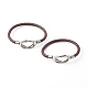 Braided Imitation Cowhide Leather Cord Bracelets for Couple BJEW-JB06443-20