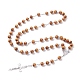 Collier lariat en bois de pin avec prière religieuse, vierge marie crucifix croix chapelet collier de perles pour pâques, platine, burlywood, 29-1/8 pouce (74 cm)