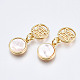 Brass with Natural Sea Shell Charms KK-Q277-021-NF-4