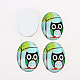 Cabochons ovales en verre imprimé hibou X-GGLA-N003-22x30-B18-2