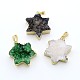 Star of David Electroplated Natural Agate Crystal Brass Pendants G-N0145-06-1