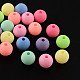 Круглый спрей окрашены флуоресцентные акриловые шарики, разноцветные, 10 мм, отверстие : 2 мм, Около 1020 шт / 500 г