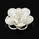 Acrylic Flower Cabochons with Rhinestone and Platinum Tone Brass Bottom FIND-R027-12-1