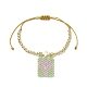 Rectangle de graine de verre avec bracelet à breloques coeur BJEW-MZ00033-3