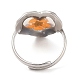 Coeur en résine époxy avec anneaux réglables en fleurs sèches RJEW-G304-01P-3