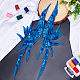 花のポリエステル刺繍をアップリケに縫い付けます  プラスチックスパンコール付き  ウェディングドレスの縫製工芸品の装飾  チョンサム  ブルー  512x137x1mm PATC-WH0012-05A-3