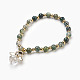Natural Moss Agate Beads Stretch Charm Bracelets BJEW-JB03857-03-1