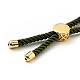 Bracelets coulissants en corde milan torsadée à moitié finis FIND-G032-01G-17-4