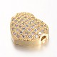 Heart Brass Micro Pave Cubic Zirconia Beads ZIRC-L051-13G-FF-1