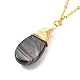 Brass Wire Wrapped Teardrop Natural Black Agate Pendant Necklace & Dangle Earrings SJEW-JS01219-6