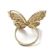蝶のカラフルなキュービックジルコニアの指輪  真鍮製の輪  長持ちメッキ  ゴールドカラー  内径：18mm RJEW-G301-01G-3