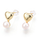 Boucles d'oreilles coeur en laiton et perles naturelles PEAR-N020-04E-3