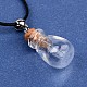 Teardrop Glass Wishing Bottle Adjustable Cowhide Leather Cord Pendant Necklaces NJEW-JN01561-08-2