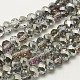 Half Plated Faceted Rondelle Electroplate Glass Beads Strands X-EGLA-D020-8x5mm-21-1