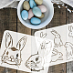 FINGERINSPIRE 4 pcs Easter Bunny Painting Stencil 8.3x11.7inch Reusable Cute Rabbit Pawprint Pattern Drawing Template Jumping Rabbit Decoration Stencil for Painting on Wood Wall Paper Furniture DIY-WH0394-0204-3