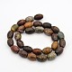 Oval Natural Picasso Stone/Picasso Jasper Beads Strands G-M137-01-2