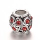 Antique Silver Plated Alloy Rhinestone European Large Hole Beads CPDL-M014-06-2