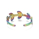 Ионное покрытие (ip) цвет радуги 304 кольцо из нержавеющей стали с открытой манжетой для женщин RJEW-C025-15M-3